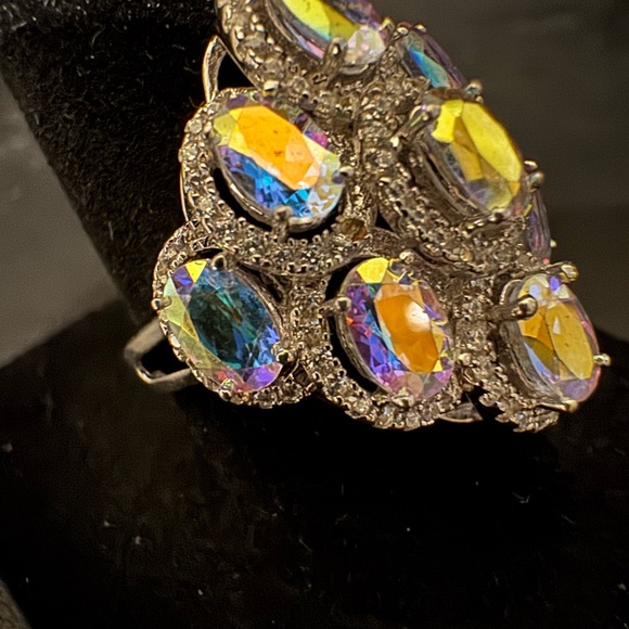 Elegant Sterling‎ Silver and blue obsidian Women's Ring - Picture 4 of 6